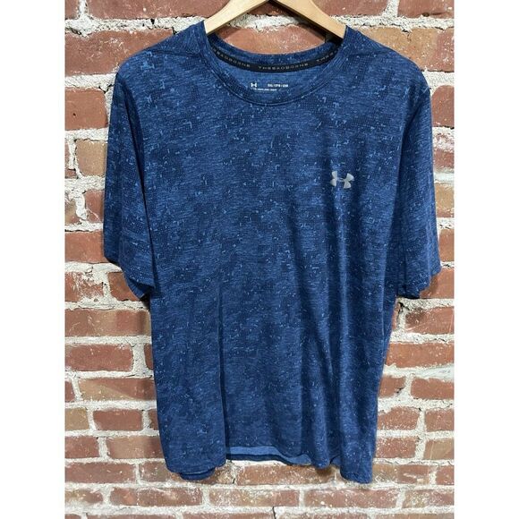 Under Armour Shirt Adult 2XL XXL Blue Threadborne Lightweight Outdoors Gym Mens - Picture 1 of 6